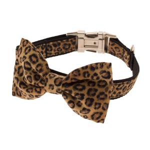 Leopard Bow Tie Dog Collar