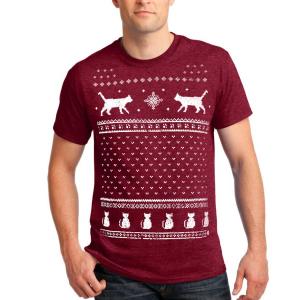 Mens Retro Christmas Cats T-Shirt