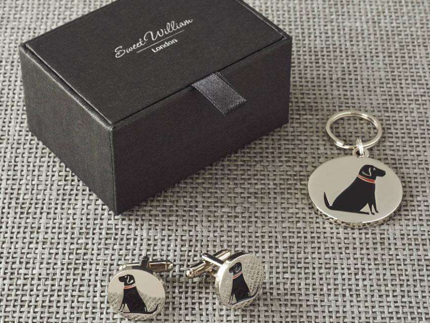 Black Labrador Cufflinks And Dog Tag Set