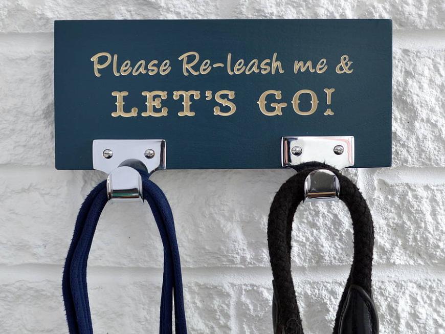 Engraved Two Hook Dog Lead Hanger