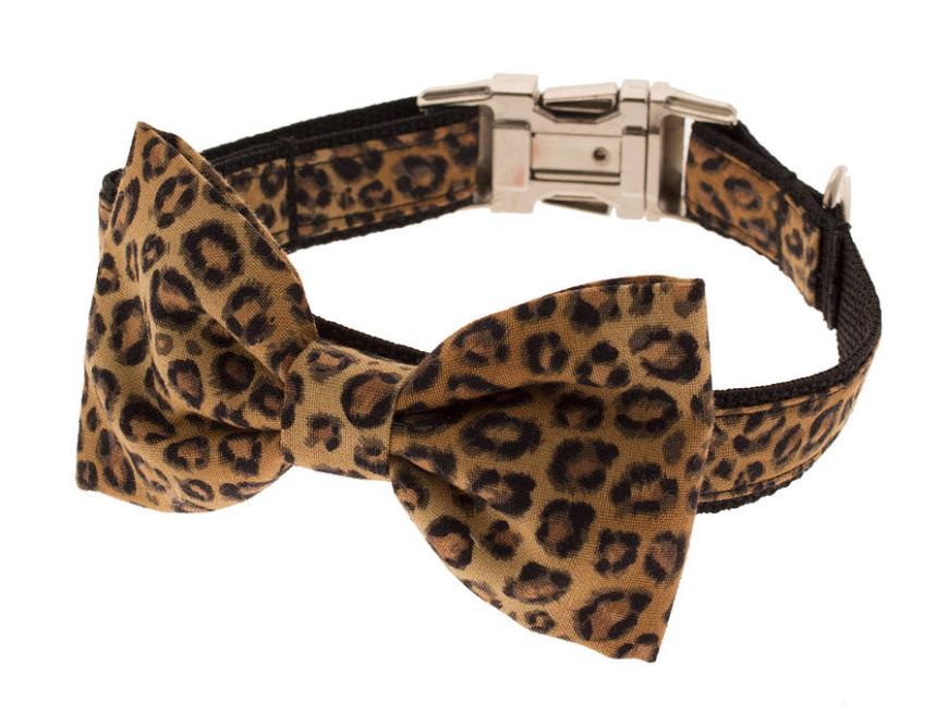 Leopard Bow Tie Dog Collar