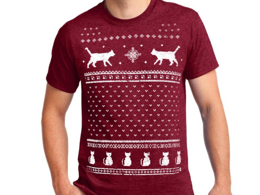 Mens Retro Christmas Cats T-Shirt
